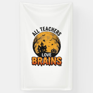 Banderoles Professeur Halloween Amour Cerveaux Design Vintage