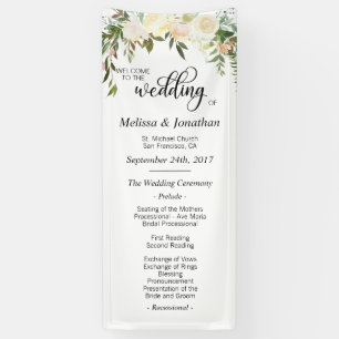 Banderoles Programme crème blanc floral de mariage