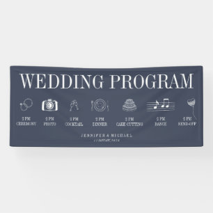 Banderoles Programme de mariage bleu marine