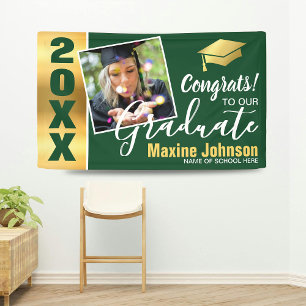 Banderoles Promotion Modern Green & Gold 2026 Photo Remise de