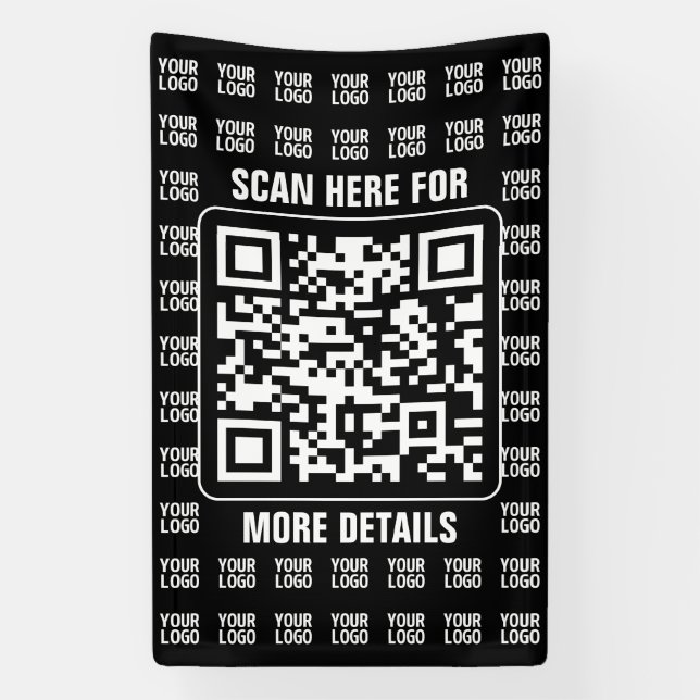 Banderoles Promotional QR code (editable) plus Logo Pattern (Verticale)