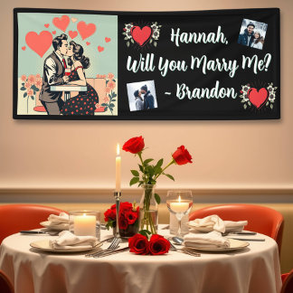 Banderoles Proposition de mariage | Art pop rétro romantique