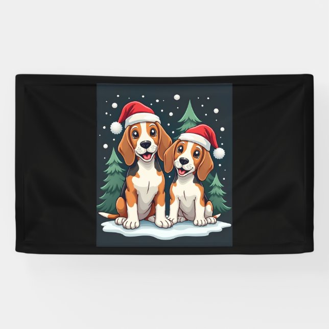 Banderoles Propriétaire de chien de Noël beagle Pajama de Noë (Horizontal)