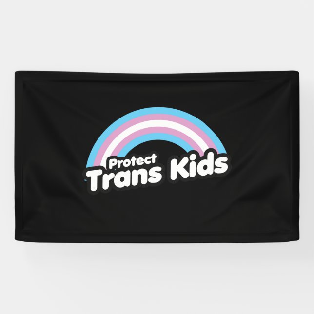 Banderoles Protéger les enfants trans - Arc-en-ciel (Horizontal)