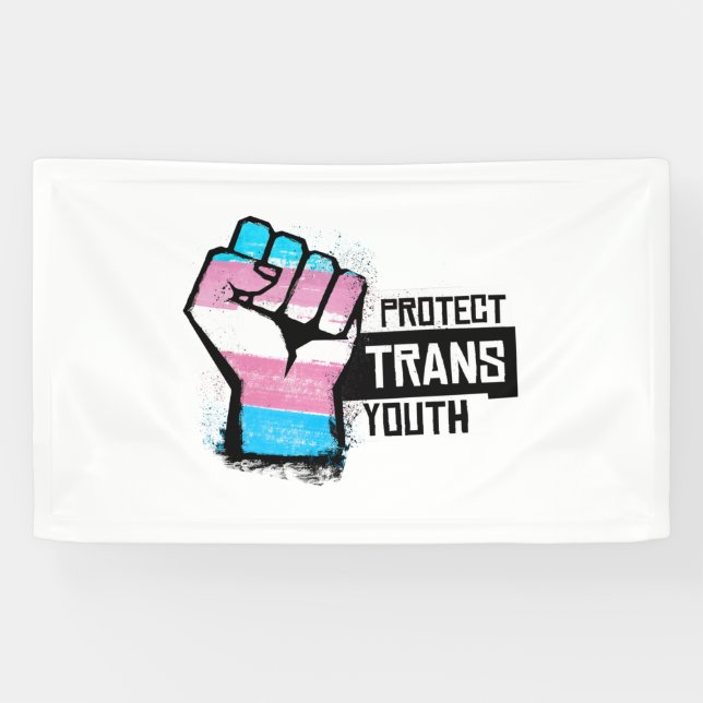Banderoles Protéger les jeunes trans - Poing de la fierté (Horizontal)