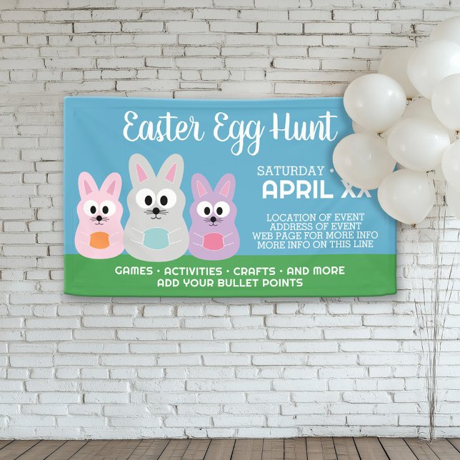 Banderoles Publicité de chasse aux oeufs de Pâques - lapins d (Custom Easter Egg Hunt Banner)