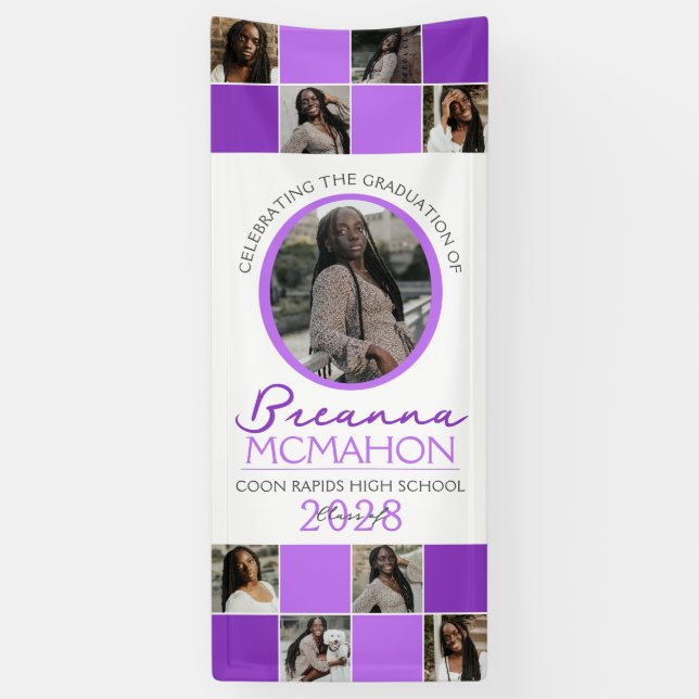 Banderoles Purple 2 Toned Photo Collage Graduation Vinyl (Vertical)
