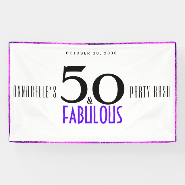 Banderoles Purple 50 et fabuleux 50e anniversaire fête Bash (Horizontal)