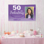 Banderoles Purple 50 et Fabulous 50th Birthday Party Photo<br><div class="desc">Purple 50 et Fabulous 50th Birthday Party Photo Backdrop Banner. Bannière géniale pour la fête du 50ème anniversaire avec une photo personnalisée, inspirante et drôle de citation 50 et fabuleux. L'arrière - plan est violet vif et le texte est en blanc. Personnalisez le panneau avec votre photo, votre nom et...</div>