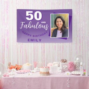 Banderoles Purple 50 et Fabulous 50th Birthday Party Photo