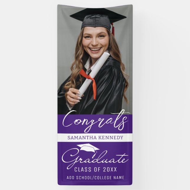 Banderoles Purple Congrats Grad Photo Grad Graduation Vertica (Vertical)