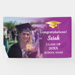 Banderoles Purple Gold Graduation Custom Classe Photo De 2025
