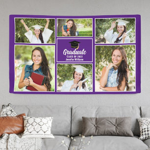 Banderoles Purple Graduate Photo Collage Party Graduate