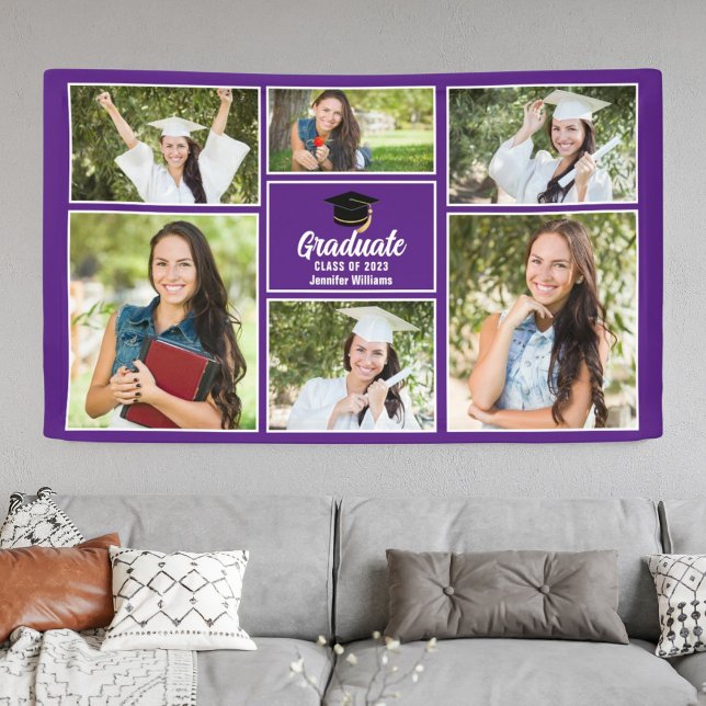 Banderoles Purple Graduate Photo Collage Party Graduate (Créateur téléchargé)