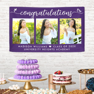 Banderoles Purple Graduation 3 Photo Moderne Calligraphie Coe