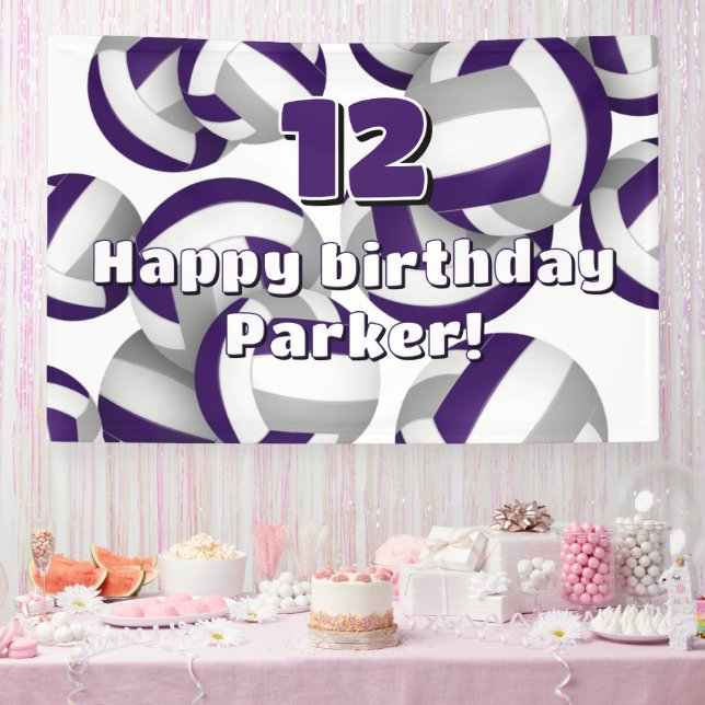 Banderoles purple gray volleyballs kids birthday party (Fête)