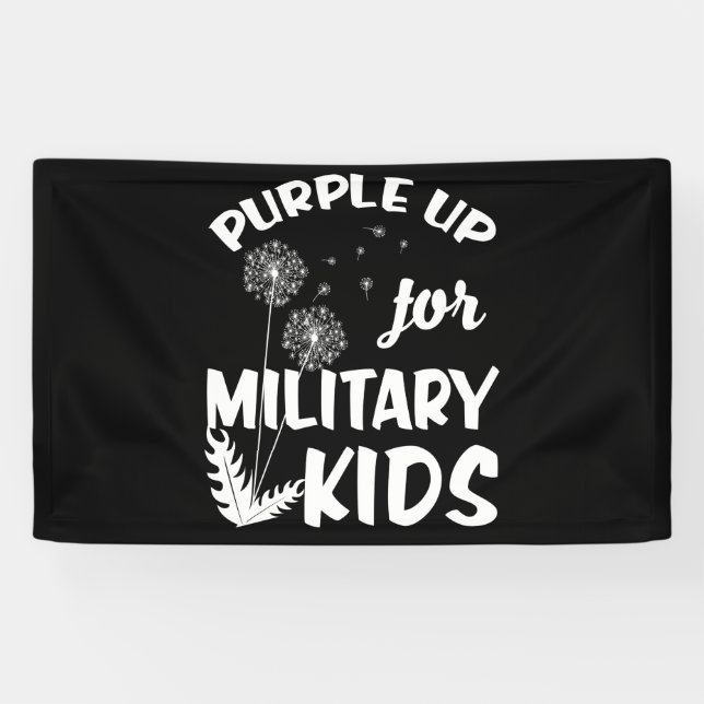 Banderoles Purple Up for Military Kids Dandelion Mois (Horizontal)