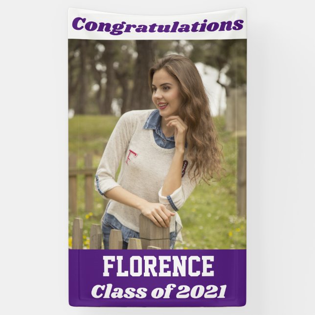 Banderoles Purple White Félicitations Graduation (Vertical)