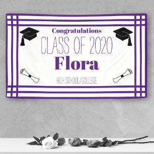 Banderoles Purple White Geometry Graduation Party