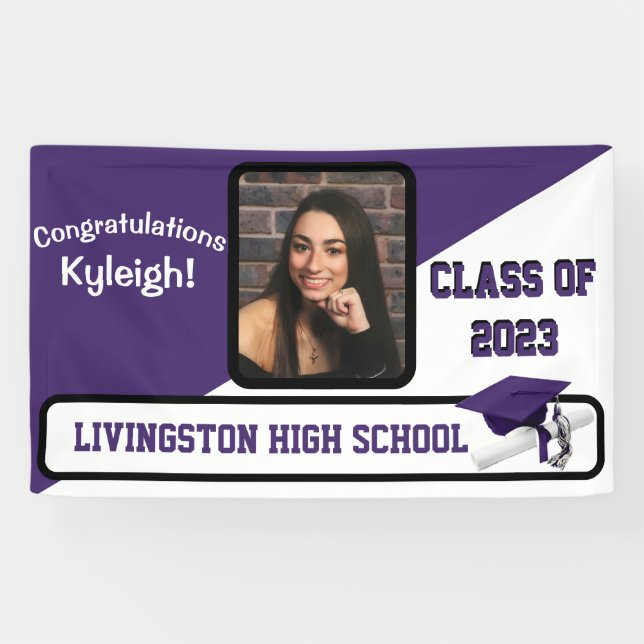 Banderoles Purple & White Graduation (Horizontal)