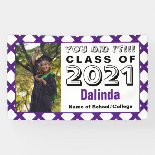 Banderoles Purple & White Tu L'As Fait Graduation Photo
