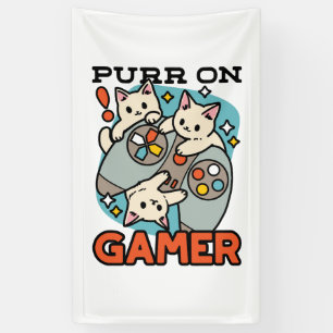 Banderoles Purr On Gamer - Conception De Jeu De Chat Cute
