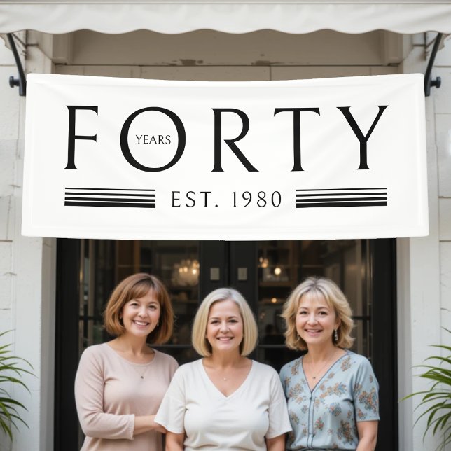 Banderoles Quarante ans 40e fête d'anniversaire Blanc (Forty Years 40th Birthday Party White Banner
)