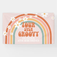 Quatre fois groovy anniversaire rétro arc-en-ciel