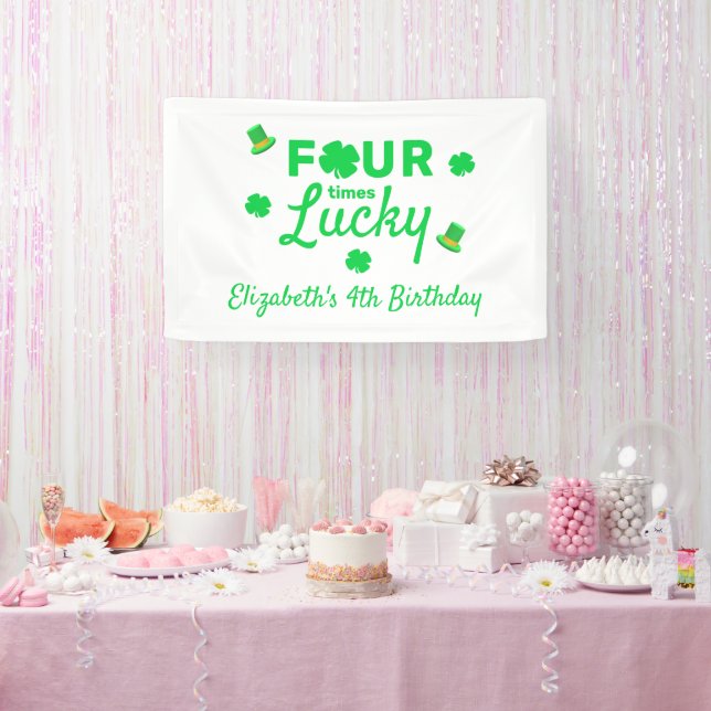 Banderoles Quatre fois Lucky 4e anniversaire (Fête)
