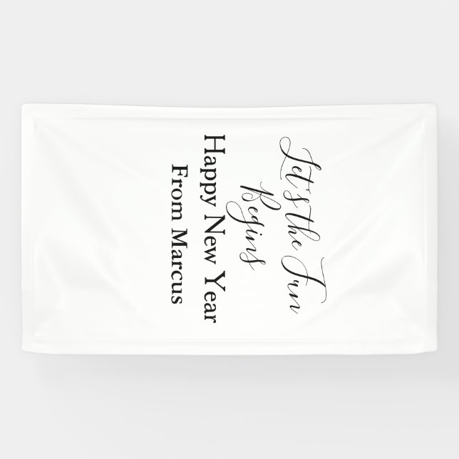 Banderoles que le plaisir commence bonne année nom année simp (Horizontal)