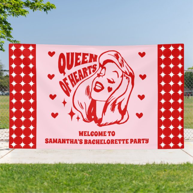 Banderoles Queen of Hearts Bachelorette Party Welcome (Dehors)