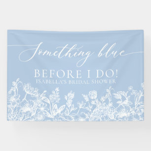 Banderoles Quelque Chose de Bleu Floral Fête de Mariage Toile