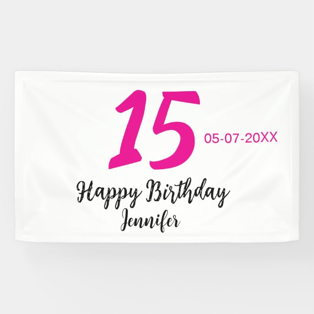 Banderoles quiencenera 15e anniversaire ajouter date année te (Horizontal)