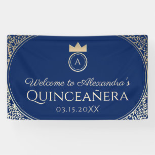 Banderoles Quinceanera bleu de la marine