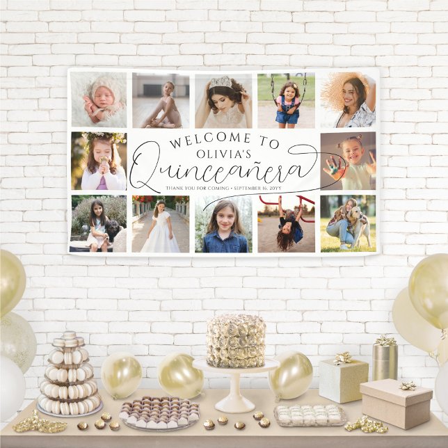Banderoles Quinceañera Photo Collage 15e anniversaire Bienven (Créateur téléchargé)