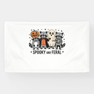 Banderoles Raccoon d'Halloween éffrayant et Feral Funny