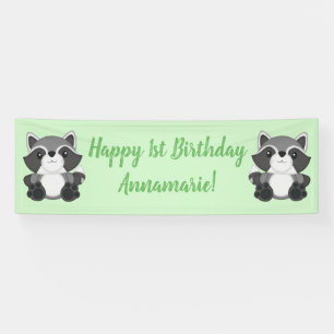 Banderoles Raccoon fête d'anniversaire Green