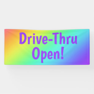 Banderoles Rainbow Drive-Thru Open ! Bandeau publicitaire