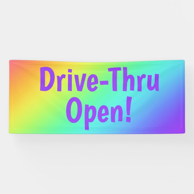 Banderoles Rainbow Drive-Thru Open ! Bandeau publicitaire (Horizontal)