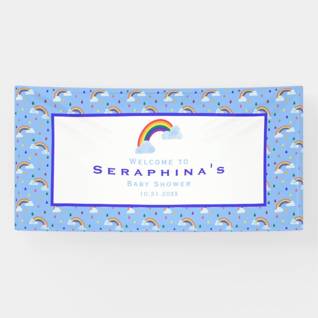 Banderoles Rainbow Rain Cloud Sky Baby shower (Horizontal)