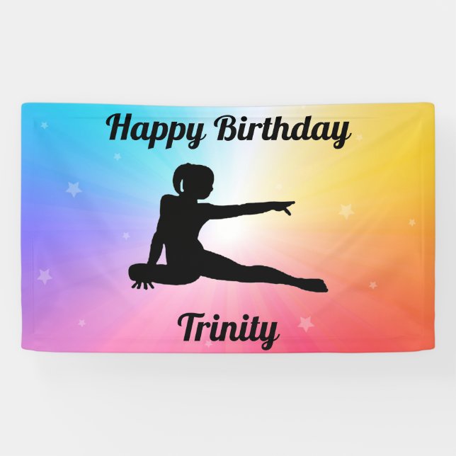Banderoles Rainbow Stars Gymnastique Anniversaire (Horizontal)