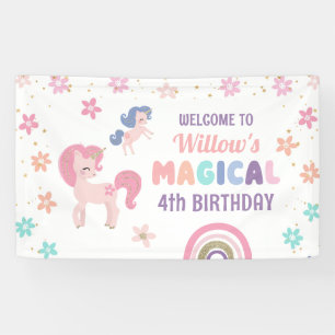 Banderoles Rainbow Unicorn Girl Birthday Party Vinyl Banner