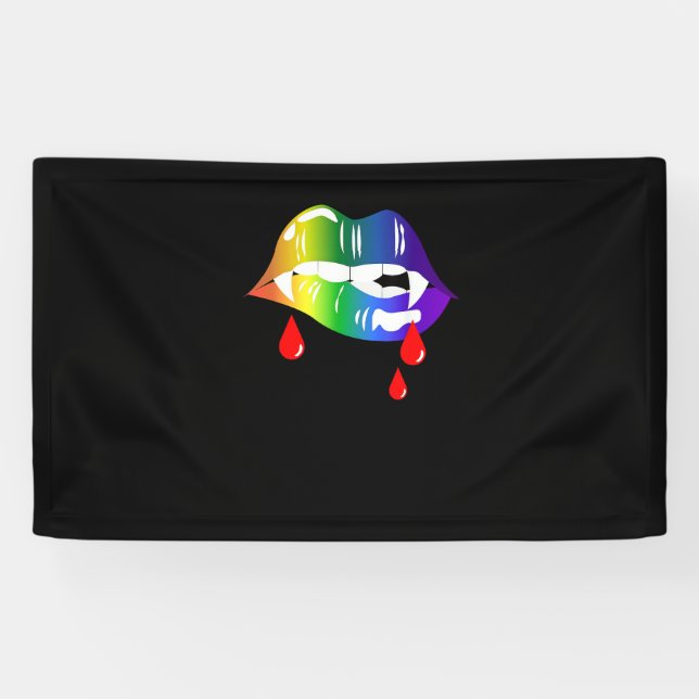 Banderoles Rainbow Vampire Lips Biting - T-shirt LGBT Pride (Horizontal)