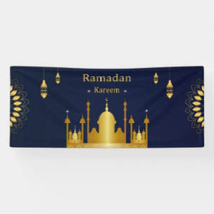 Banderoles Ramadan moderne Kareem Blue Gold Musulman Holiday