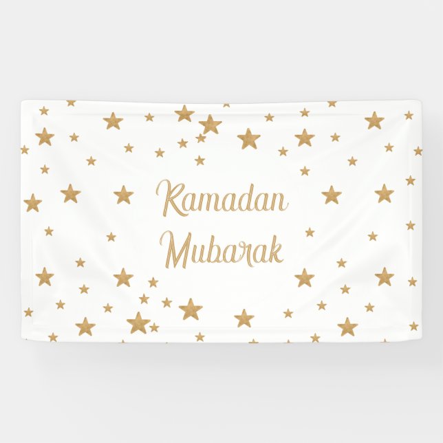 Banderoles Ramadan Mubarak Gold Star Parties scintillant Déco (Horizontal)