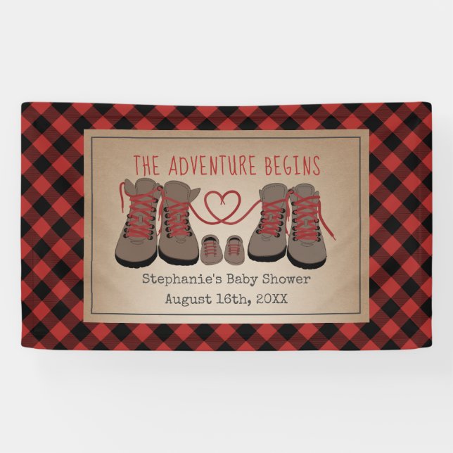 Banderoles Randonnées Boots Adventure Buffalo Plaid Baby show (Horizontal)