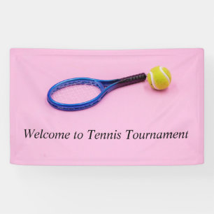 Banderoles Raquette de tennis avec balle sur rose bienvenue