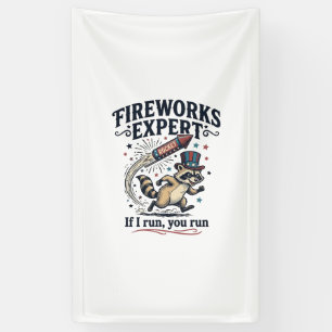 Banderoles Raton laveur expert en feux d'artifice vintage Qua