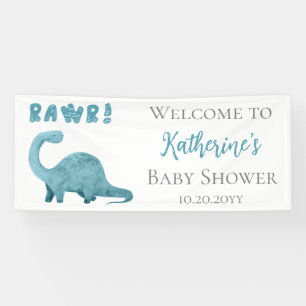 Banderoles Rawr Turquoise Blue Dinosaur Baby shower garçon Bi