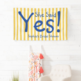 Banderoles Rayure jaune gras Elle a dit oui Baby Shower